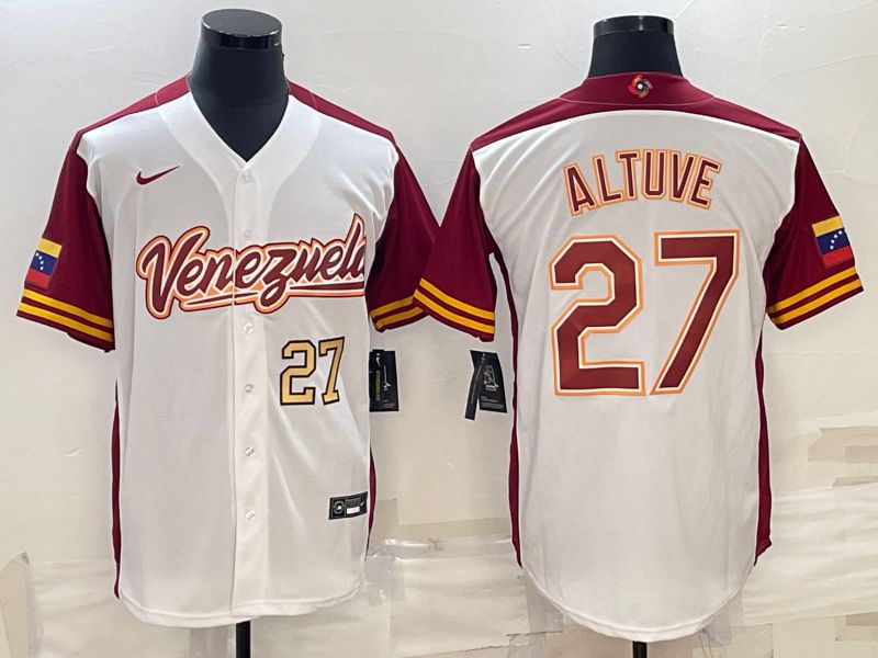 Men 2023 World Cub Venezuela #27 Altuve White Nike MLB Jersey4->more jerseys->MLB Jersey